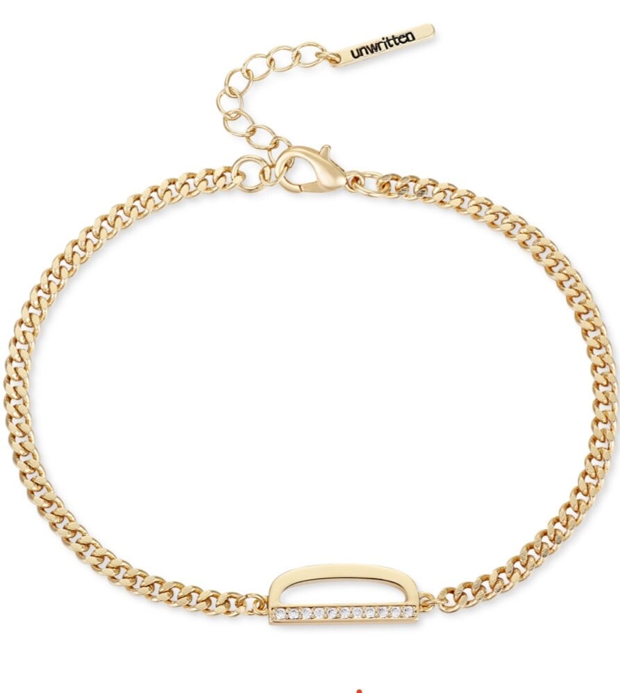 Unwritten Gold Plate Cubic Zirconia Initial D Chain Bracelet (1 of 3)