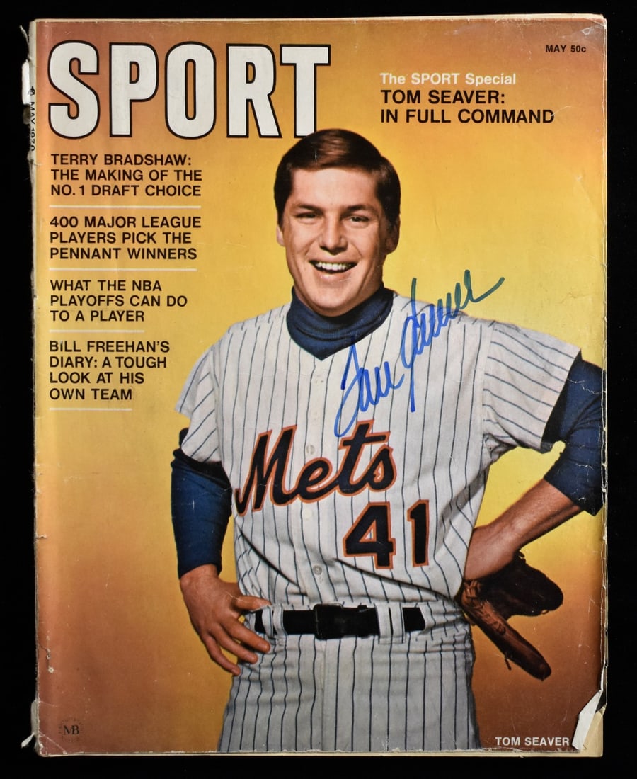 May 1970 SPORT Magazine Tom Seaver HOF Autographed JSA: May 1970 SPORT Magazine Tom Seaver HOF Autographed JSA This is an original May 1970 SPORT Magazine, featuring a hand-signed autograph from Hall of Fame pitcher Tom Seaver. The magazine is a newsstand 
