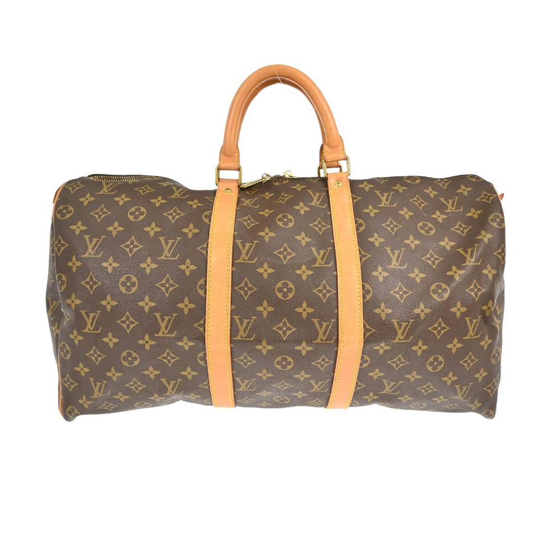 Louis Vuitton Monogram Keepall Canvas Travel Bag Brown Unisex: Louis Vuitton Monogram Keepall Canvas Travel Bag Brown Unisex This Louis Vuitton Keepall Bag features the iconic Monogram canvas in brown and is designed for unisex use. Crafted in France, it showcase