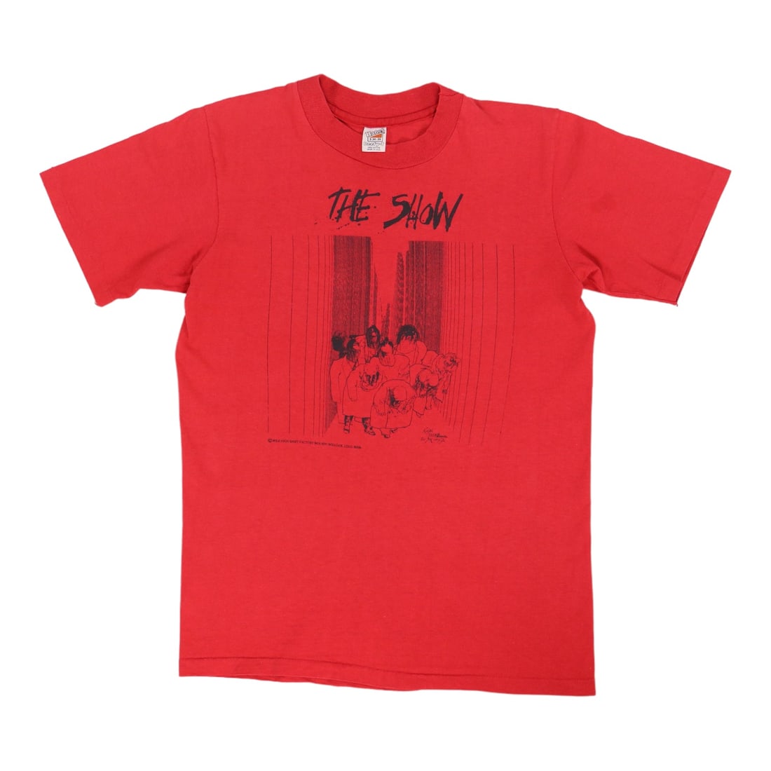 Vintage 1970s Ralph Steadman The Show Red Cotton Shirt Medium: Vintage 1970s Ralph Steadman The Show Red Cotton Shirt Medium This is an original vintage shirt from the 1970s featuring "The Show" by Ralph Steadman. It is not a modern reproduction. The shirt is red