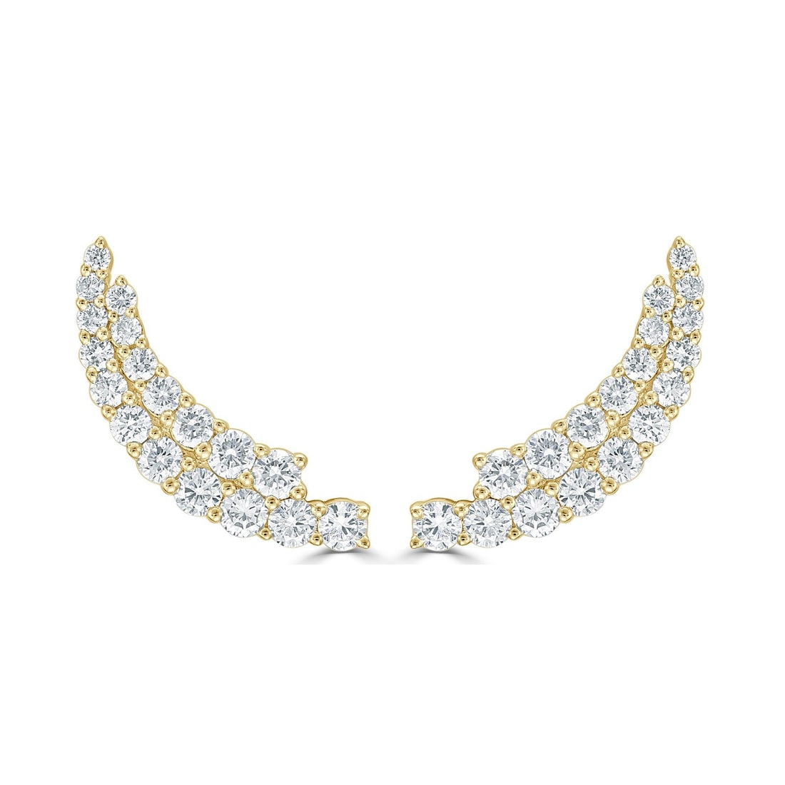 14K Yellow Gold Diamond Earring Climbers 1.28ct 36 Diamonds (1 of 3)