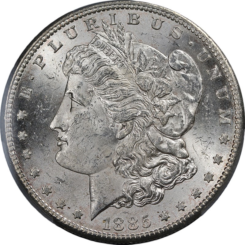 PCGS MS62 1885-S Morgan Dollar Silver Coin with Attractive Luster (1 of 4)