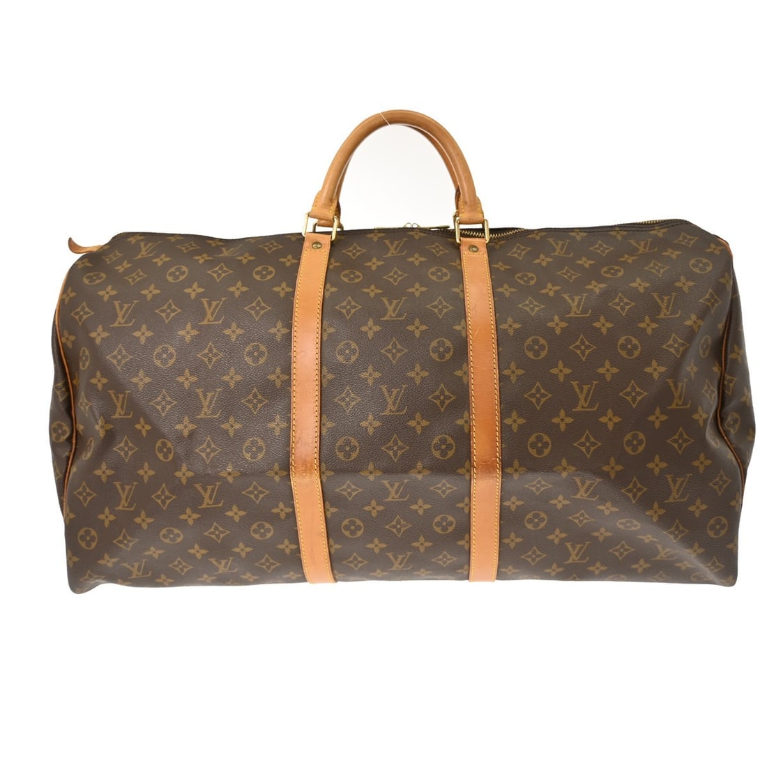Louis Vuitton Keepall Monogram Canvas Unisex Travel Bag Brown 60cm: Louis Vuitton Keepall Monogram Canvas Unisex Travel Bag Brown 60cm This Louis Vuitton Keepall Bag features the iconic Monogram canvas design in brown. Designed for unisex use, the bag is crafted from 