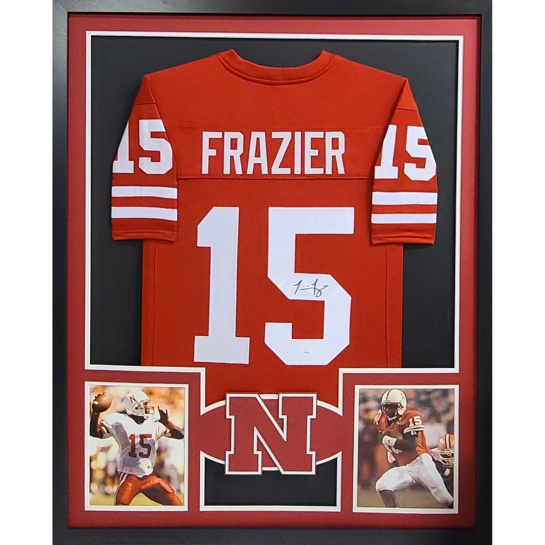 Tommie Frazier Framed Signed Jersey JSA Authenticated Nebraska RB2 (1 of 2)