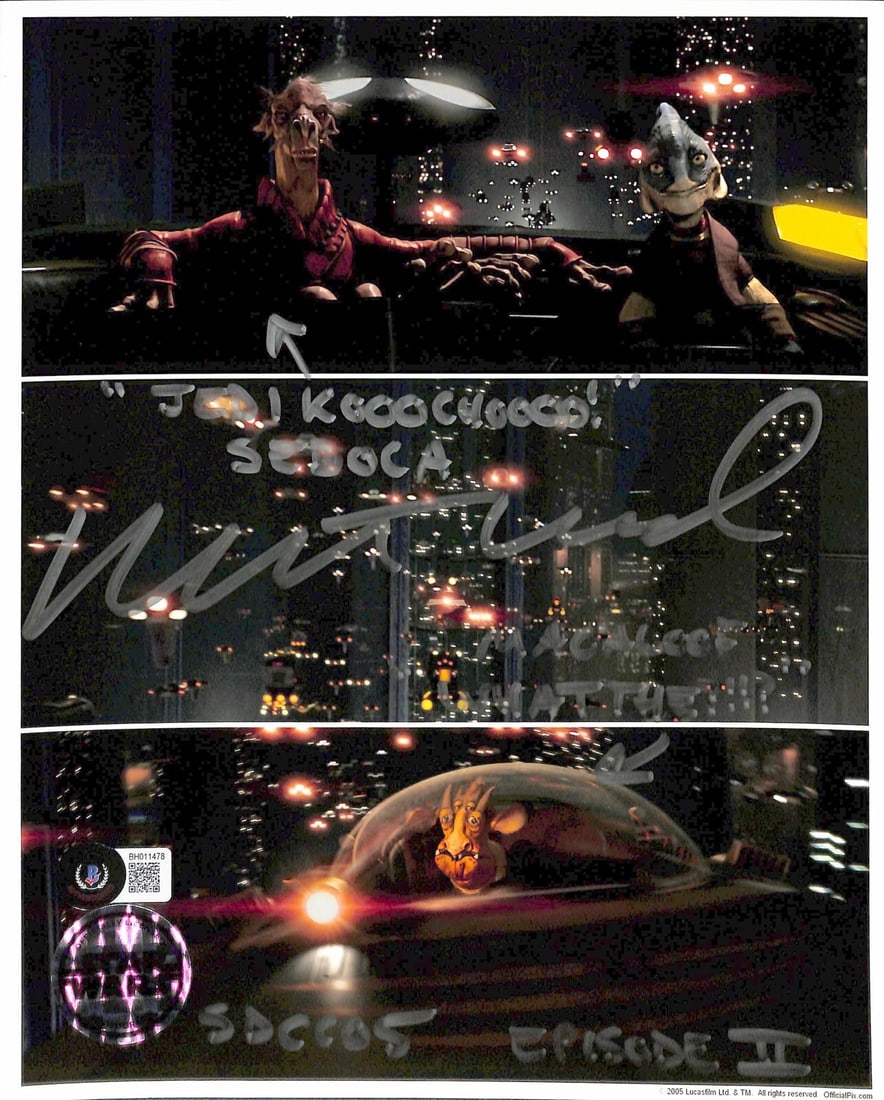 8x10 Star Wars Photo Signed by Matthew Wood Beckett Authenticated: 8x10 Star Wars Photo Signed by Matthew Wood Beckett Authenticated This is an original 8x10 photograph signed by Matthew Wood, known for his work as a sound designer and voice actor in the Star Wars pr