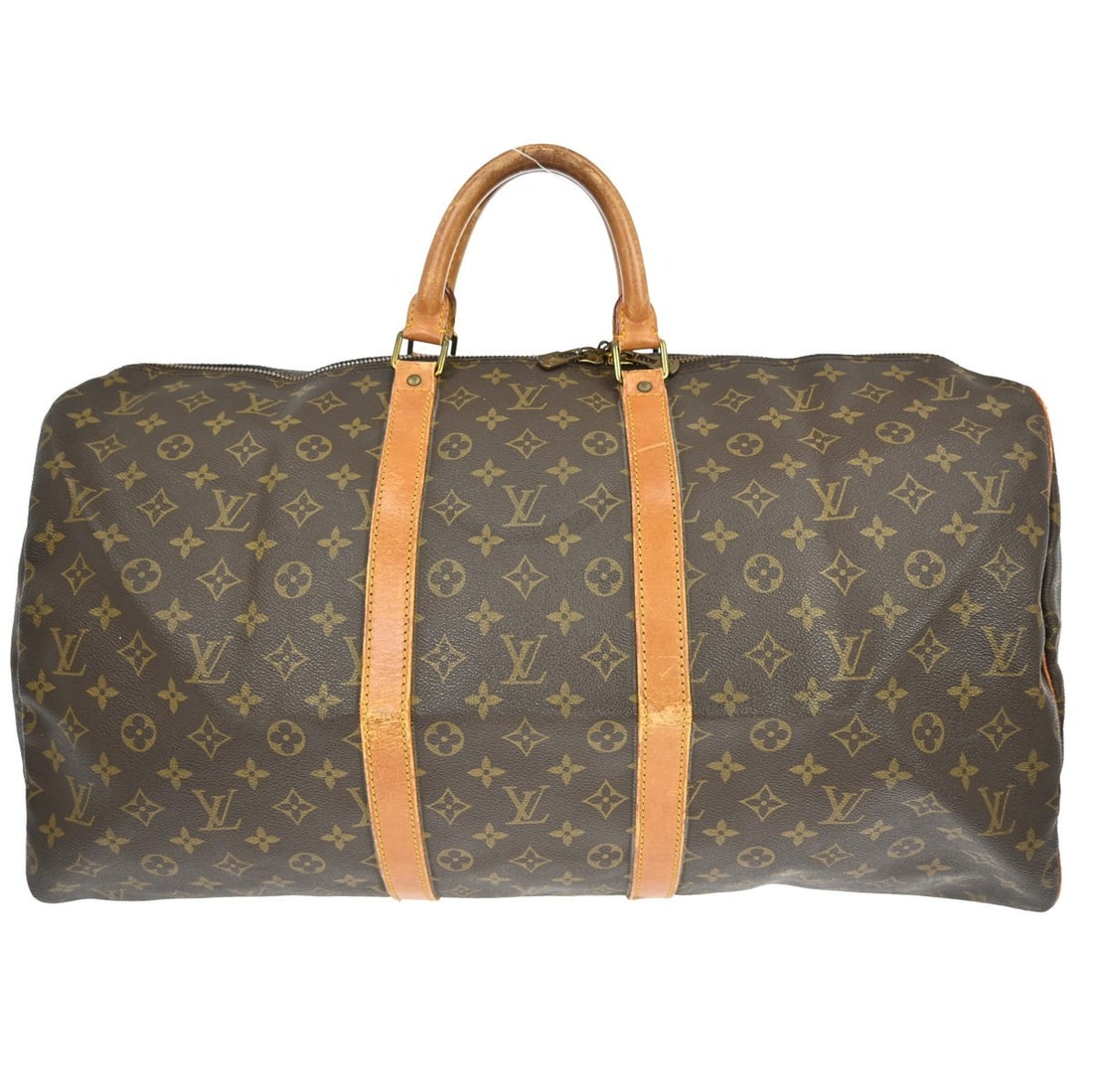 Louis Vuitton Keepall 55 Monogram Canvas Extra Large Travel Duffel Bag: Louis Vuitton Keepall 55 Monogram Canvas Extra Large Travel Duffel Bag The Louis Vuitton Keepall 55 is a vintage extra large duffle-style travel handbag, crafted from iconic brown monogram canvas leat