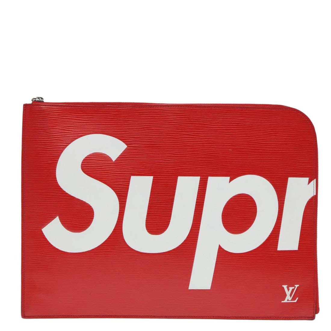 Supreme Edition Pochette Jour Red Leather Pouch by Louis Vuitton: Supreme Edition Pochette Jour Red Leather Pouch by Louis Vuitton The Louis Vuitton Pochette Jour Limited Edition Supreme is a unisex pouch crafted from red Epi leather. It features a slim design with 