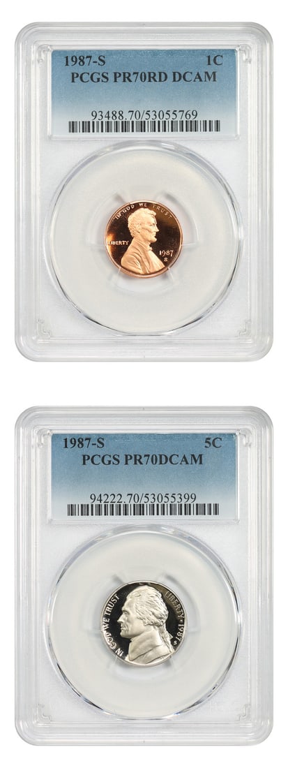 PCGS PR70DCAM 1987-S Lincoln Cent 2 Coins (1 of 2)