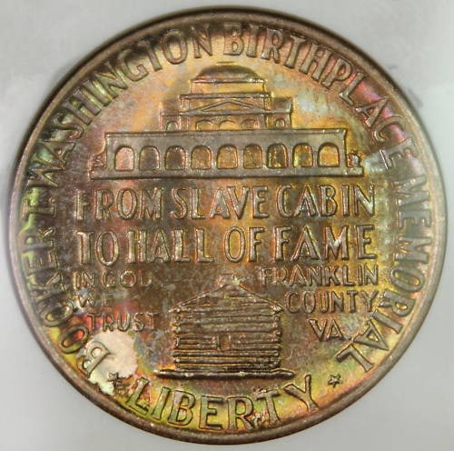 NGC MS-66 Silver 1946 Booker T Washington Commemorative Half Dollar Toned (1 of 4)