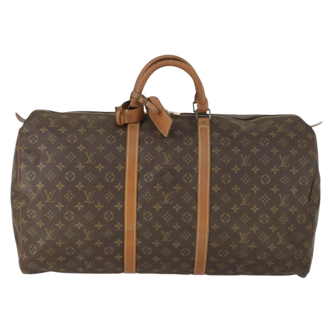 Louis Vuitton Keepall Monogram Canvas Travel Duffel 60cm: Louis Vuitton Keepall Monogram Canvas Travel Duffel 60cm This Louis Vuitton Keepall bag features the signature monogram canvas in brown and is designed for unisex use. The bag is crafted in France and