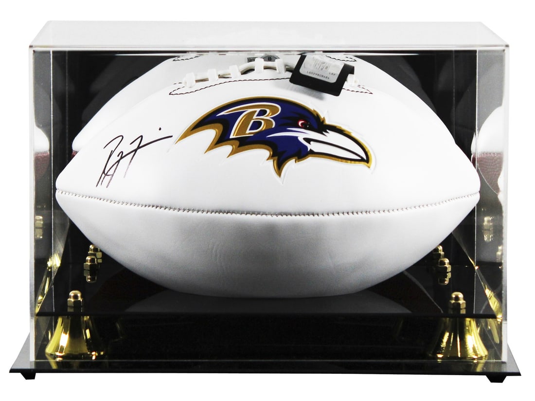 Ray Lewis Signed Franklin White Panel Football with Display Case BAS Authenticated (1 of 4)