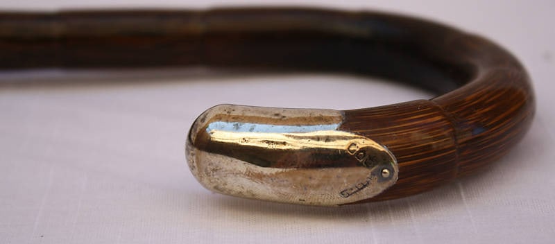 19th Century English Sterling Silver Bamboo Walking Cane: 19th Century English Sterling Silver Bamboo Walking Cane This magnificent late 19th century English sterling silver walking cane features a unique bamboo design and is fully hallmarked with English ha