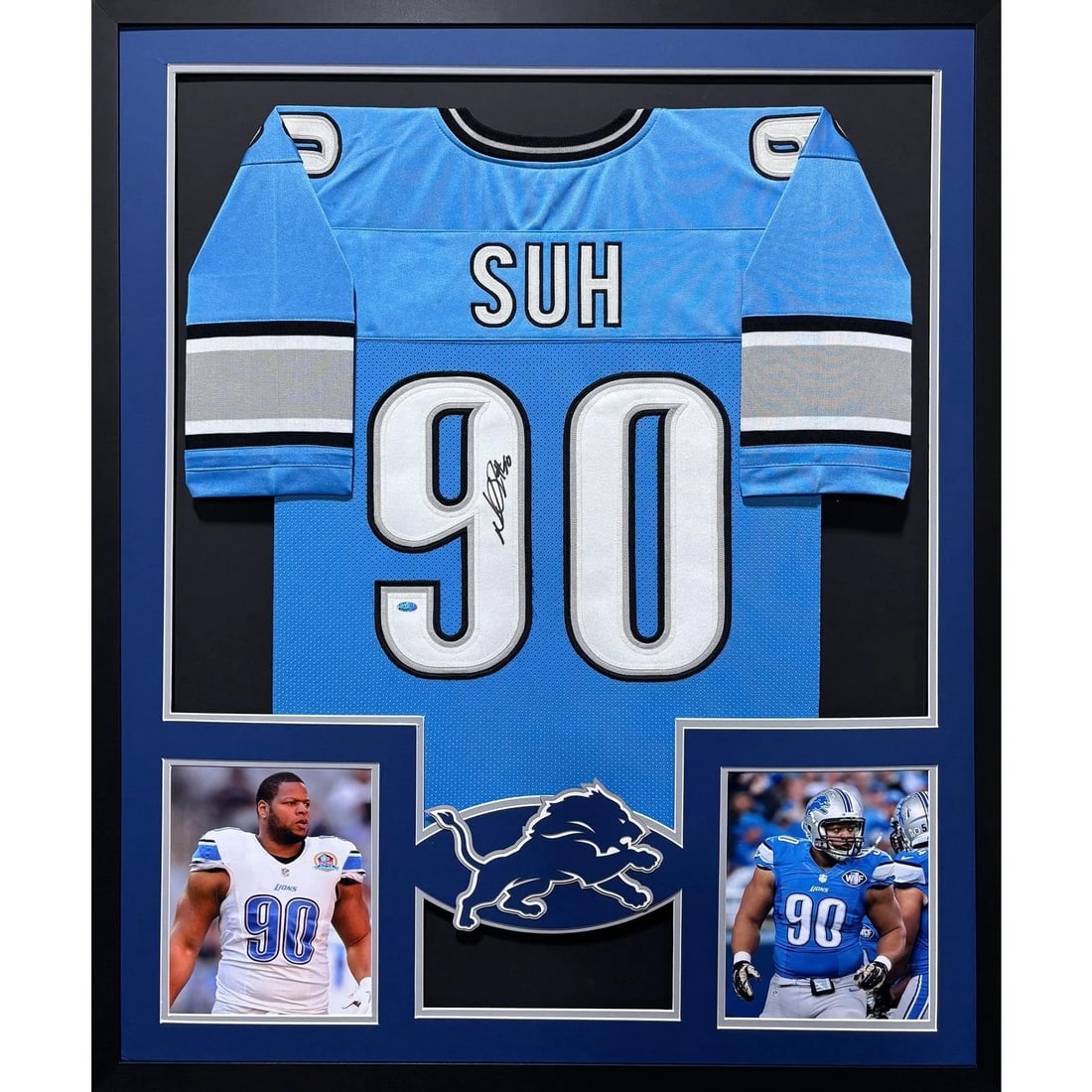 Ndamukong Suh Autographed Framed Jersey GTSM Authentic Detroit Lions: Ndamukong Suh Autographed Framed Jersey GTSM Authentic Detroit Lions This stunning framed jersey features the autograph of Ndamukong Suh, a celebrated player of the Detroit Lions. Authenticated by GTS