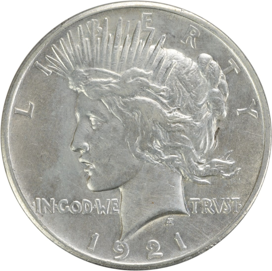 1921 Peace Silver Dollar EF Uncertified 90% Silver Coin by Anthony de Francisci: 1921 Peace Silver Dollar EF Uncertified 90% Silver Coin by Anthony de Francisci This 1921 Peace Silver Dollar is an exquisite representation of early 20th-century coinage. It features the iconic desig