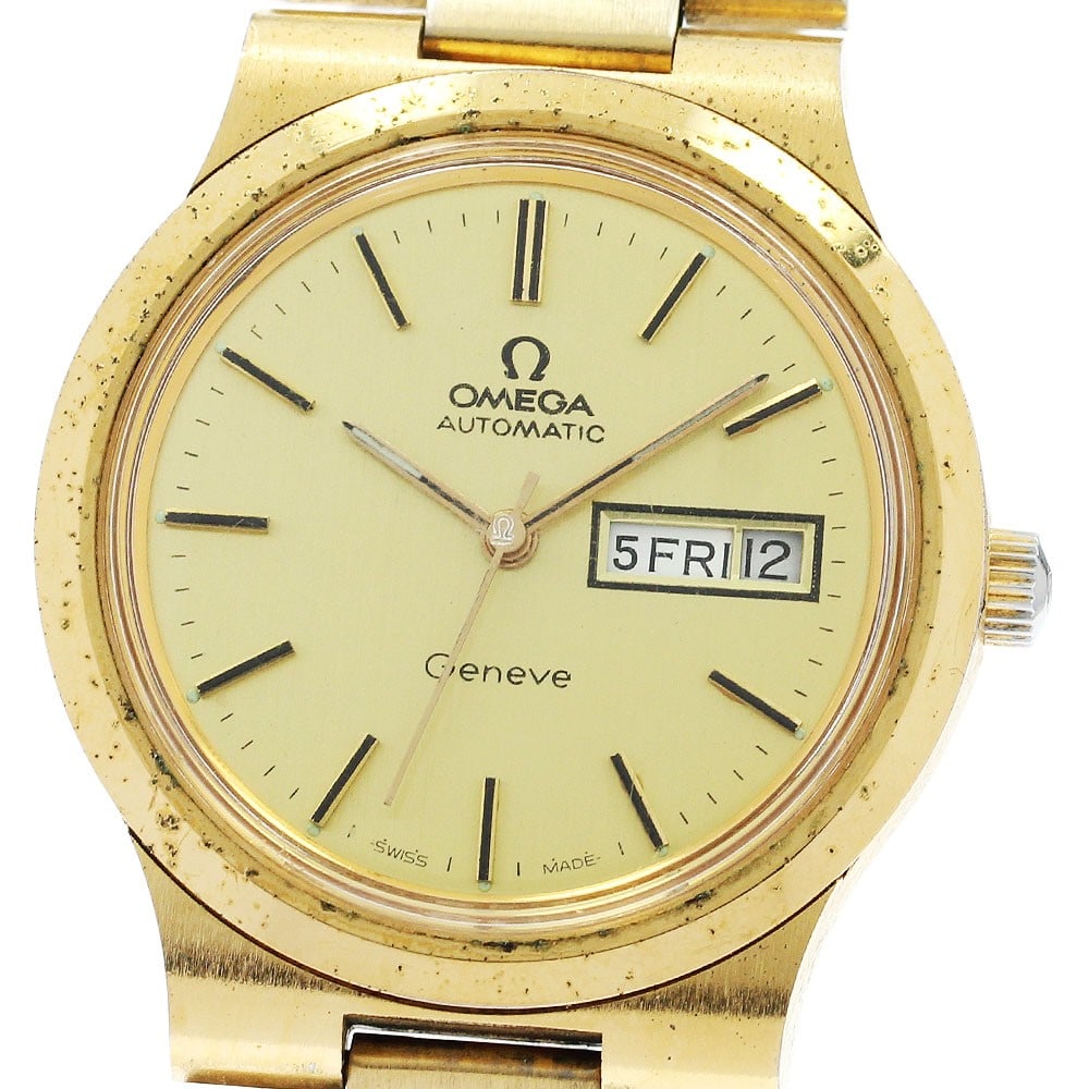 Omega Geneve Automatic Day-Date Wristwatch 37mm Gold Dial (1 of 9)
