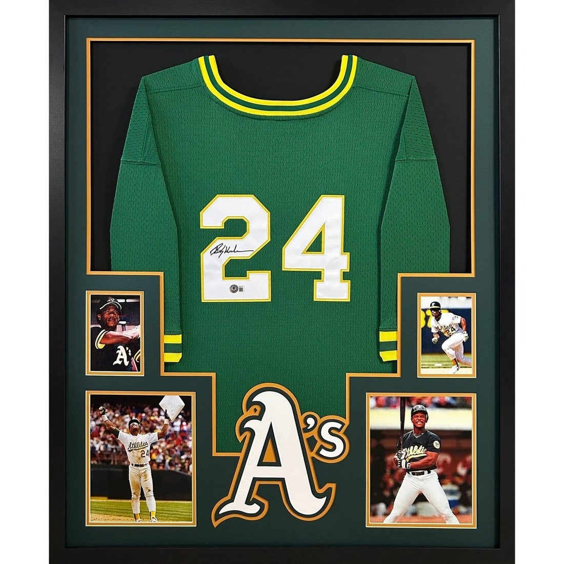 Rickey Henderson Signed Framed Jersey Oakland Athletics Beckett Authenticated (1 of 2)