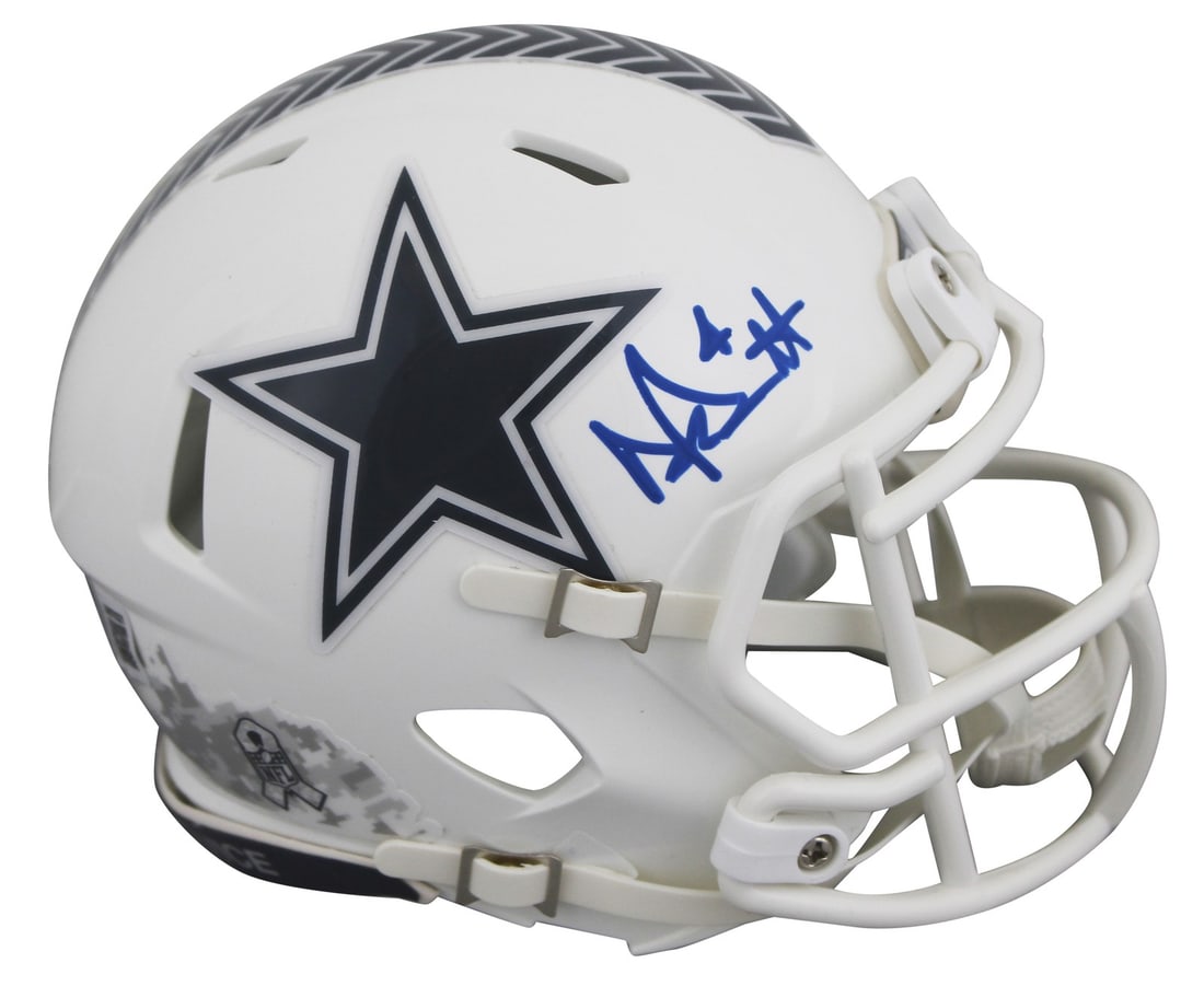 Dak Prescott Signed Dallas Cowboys Salute To Service III Mini Helmet BAS Authenticated (1 of 2)