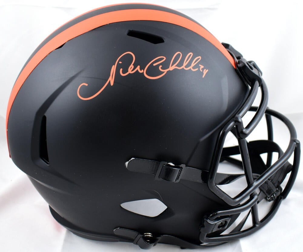 Nick Chubb Autographed Cleveland Browns Eclipse Speed Helmet Beckett Authenticated (1 of 10)