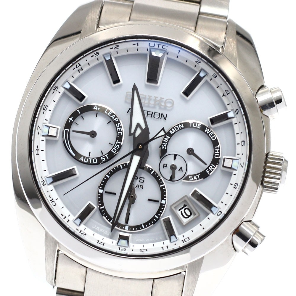 Seiko Astron Solar Radio Controlled Men's Wristwatch SBXC047 5X53-0AJ0: Seiko Astron Solar Radio Controlled Men's Wristwatch SBXC047 5X53-0AJ0 This Seiko Astron men's wristwatch, model SBXC047/5X53-0AJ0, features a stainless steel case and band with a white dial. The watc