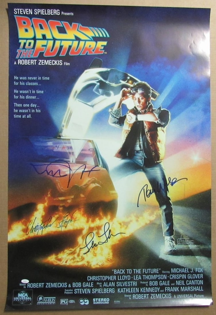 JSA authenticated Back to the Future poster signed by 4 actors 27x40 (1 of 5)
