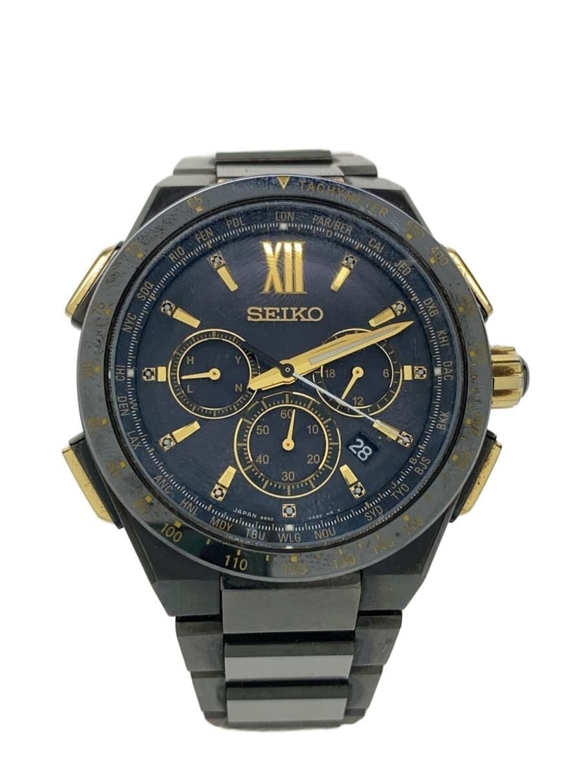 Seiko Brightz Solar Radio Chronograph Men's Black Wristwatch: Seiko Brightz Solar Radio Chronograph Men's Black Wristwatch This SEIKO Brightz 8B92-0AG0 is a men's solar-powered radio chronograph wristwatch from Japan. It features a black case and dial, offering 