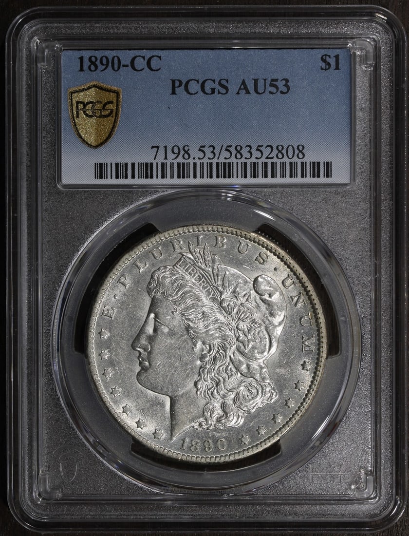 PCGS AU53 Carson City Morgan Silver Dollar 1890-CC Key Date (1 of 3)