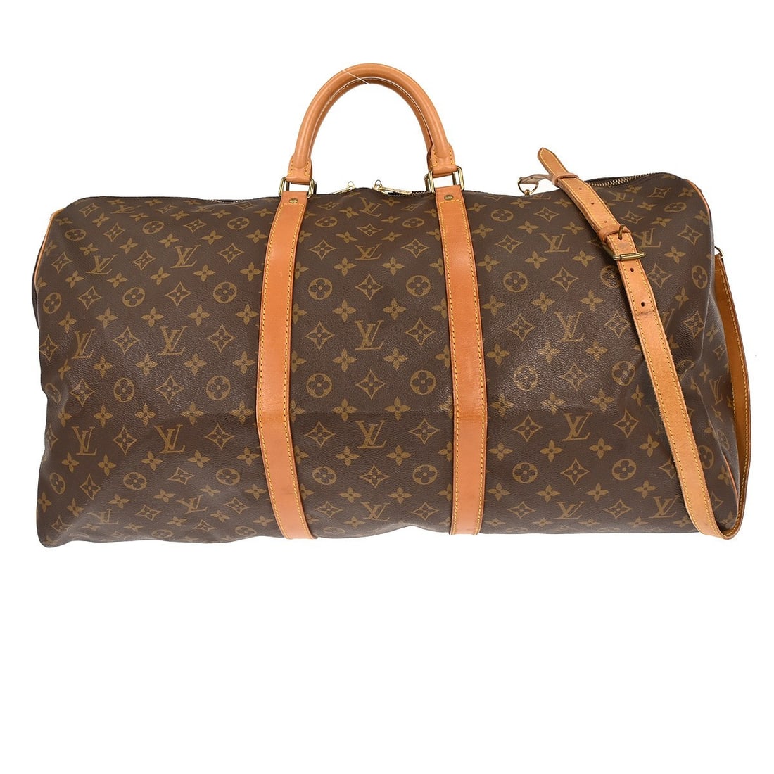 Louis Vuitton Keepall Bandouliere 60 Monogram Canvas Travel Duffle Bag M41412: Louis Vuitton Keepall Bandouliere 60 Monogram Canvas Travel Duffle Bag M41412 This is a vintage Louis Vuitton Keepall Bandouliere 60 duffle bag featuring the iconic Monogram canvas leather exterior. D