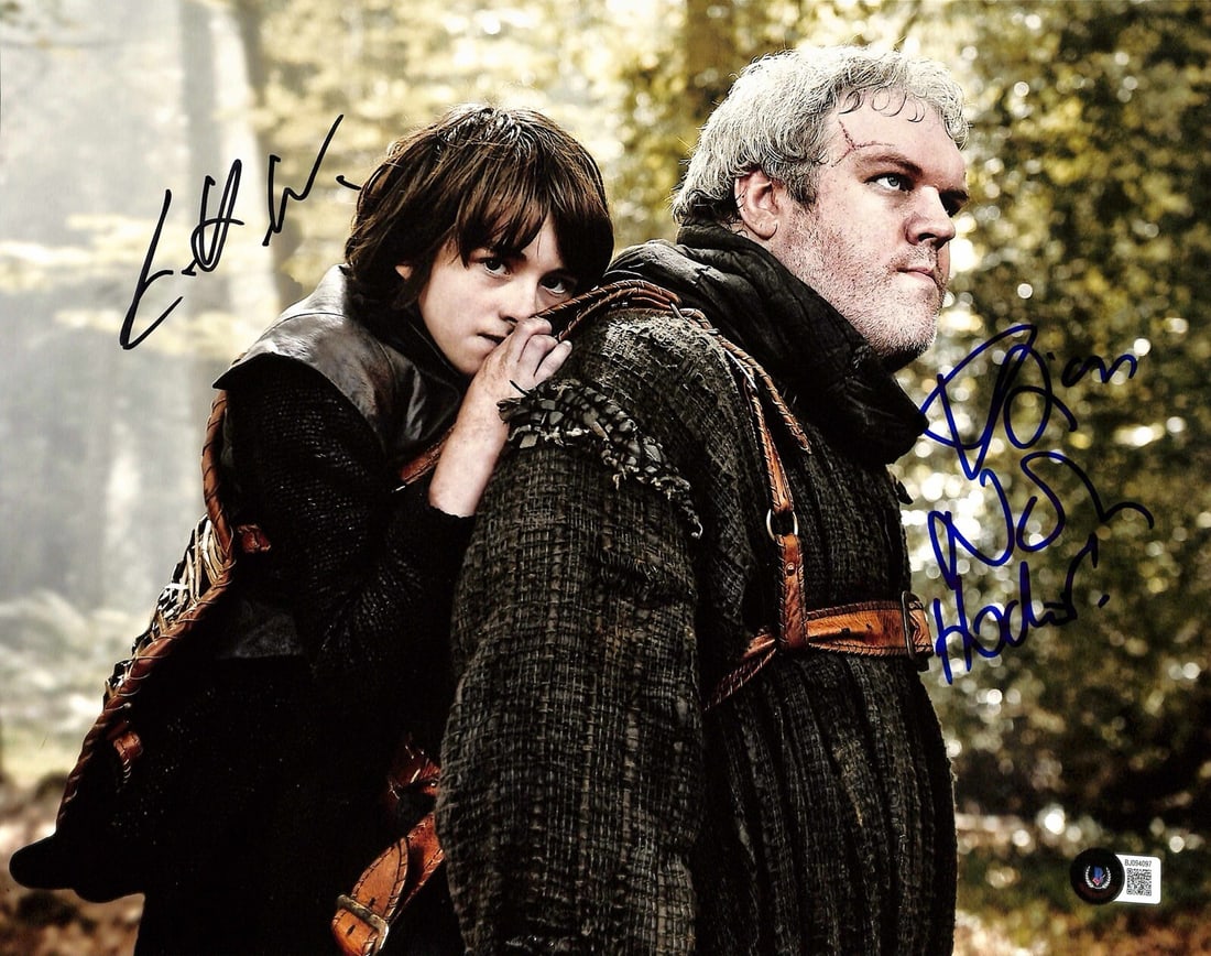 Game of Thrones 11x14 Photo Signed by Isaac Hempstead Wright and Kristian Nairn Beckett: Game of Thrones 11x14 Photo Signed by Isaac Hempstead Wright and Kristian Nairn Beckett This is an original 11x14 photograph autographed by Isaac Hempstead Wright and Kristian Nairn, known for their r