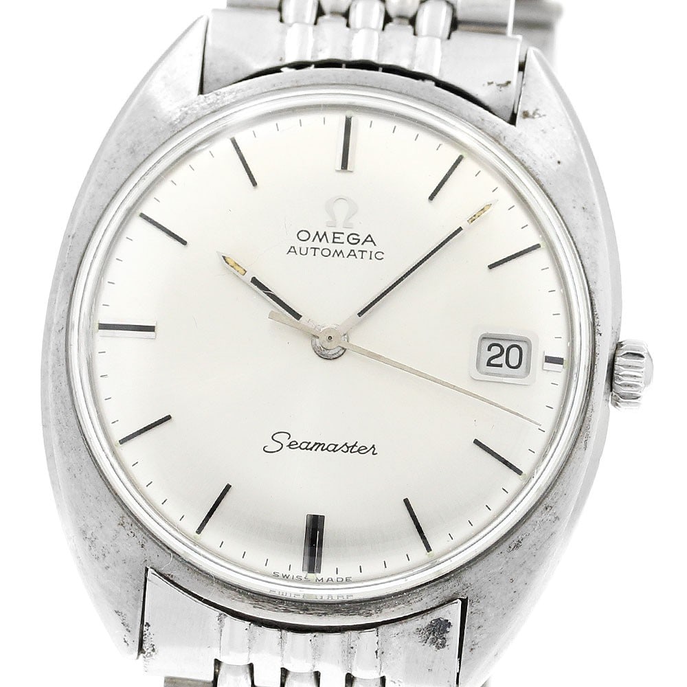 Omega Seamaster Date 166.029 Automatic Men's Wristwatch: Omega Seamaster Date 166.029 Automatic Men's Wristwatch This OMEGA Seamaster Date wristwatch, reference 166.029, features a stainless steel case and rice bracelet, complemented by a silver dial. Desig
