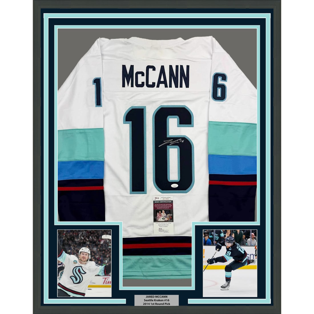 Framed Signed Jared McCann Seattle Kraken Jersey with JSA COA 35x39 (1 of 2)