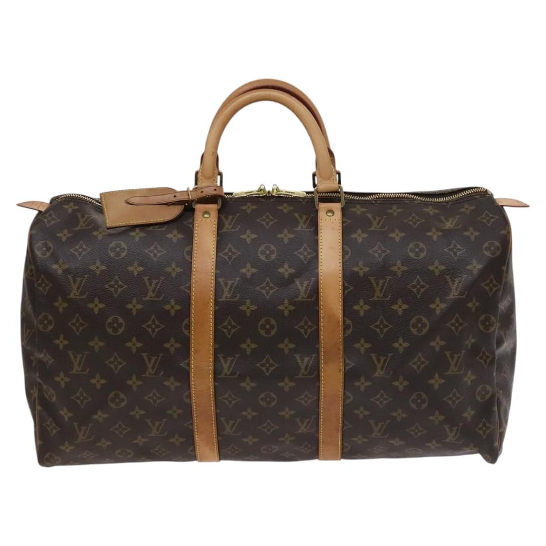 Louis Vuitton Keepall Unisex Brown Monogram Canvas Travel Bag 50cm: Louis Vuitton Keepall Unisex Brown Monogram Canvas Travel Bag 50cm This Louis Vuitton Keepall Bag features the iconic Monogram canvas in brown and is designed for unisex use. The bag is made in France