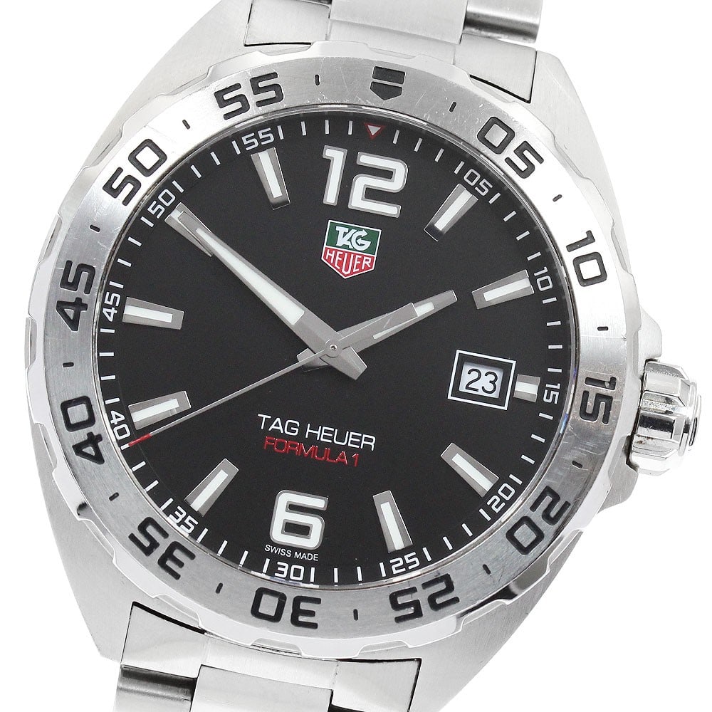 TAG Heuer Formula 1 WAZ1112 Quartz Date Steel Men's Watch: TAG Heuer Formula 1 WAZ1112 Quartz Date Steel Men's Watch This TAG Heuer Formula 1 WAZ1112 is a men's Swiss-made wristwatch featuring a stainless steel case and bracelet, with a black dial and date fu