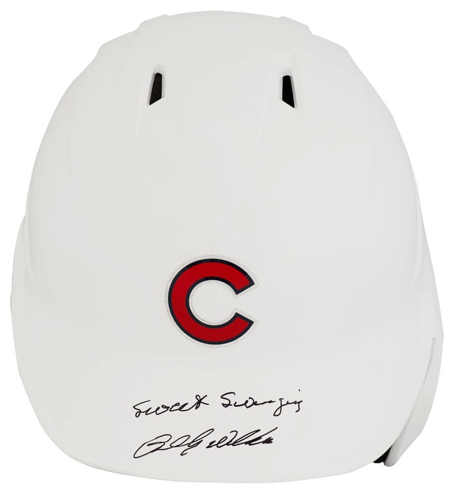 Chicago Cubs White Rawlings Batting Helmet Signed by Billy Williams with Inscription: Chicago Cubs White Rawlings Batting Helmet Signed by Billy Williams with Inscription This is a pre-owned Rawlings full-size white chrome batting helmet signed by Billy Williams of the Chicago Cubs. Th