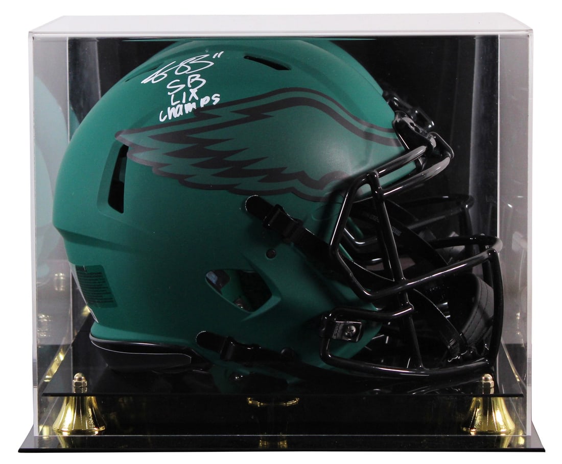 A.J. Brown Signed Eagles Helmet with SB LIX Champs Inscription BAS Authenticated: A.J. Brown Signed Eagles Helmet with SB LIX Champs Inscription BAS Authenticated Celebrate the Philadelphia Eagles' victory with this autographed A.J. Brown "SB Champs" Full Size Speed Proline Helmet.