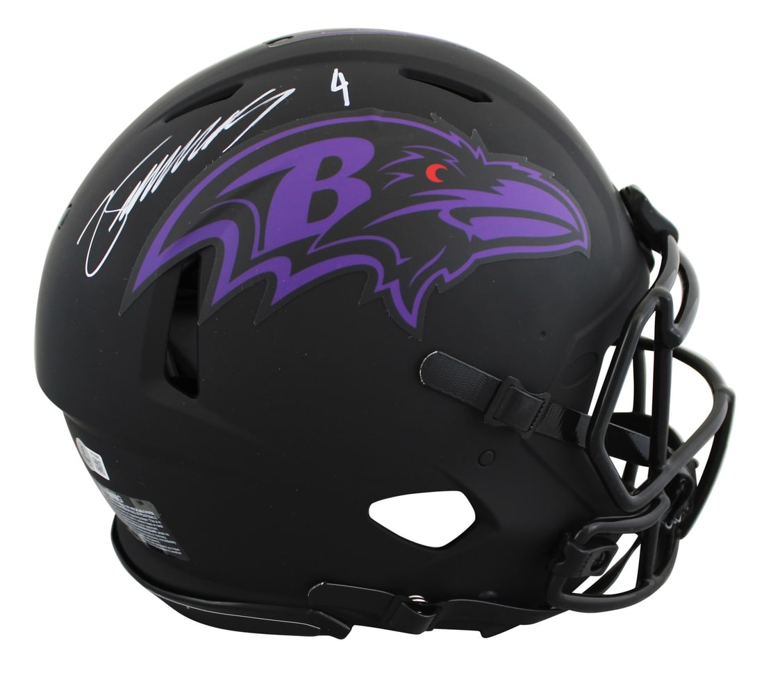Zay Flowers Signed Ravens Eclipse Full Size Helmet BAS Authenticated (1 of 3)