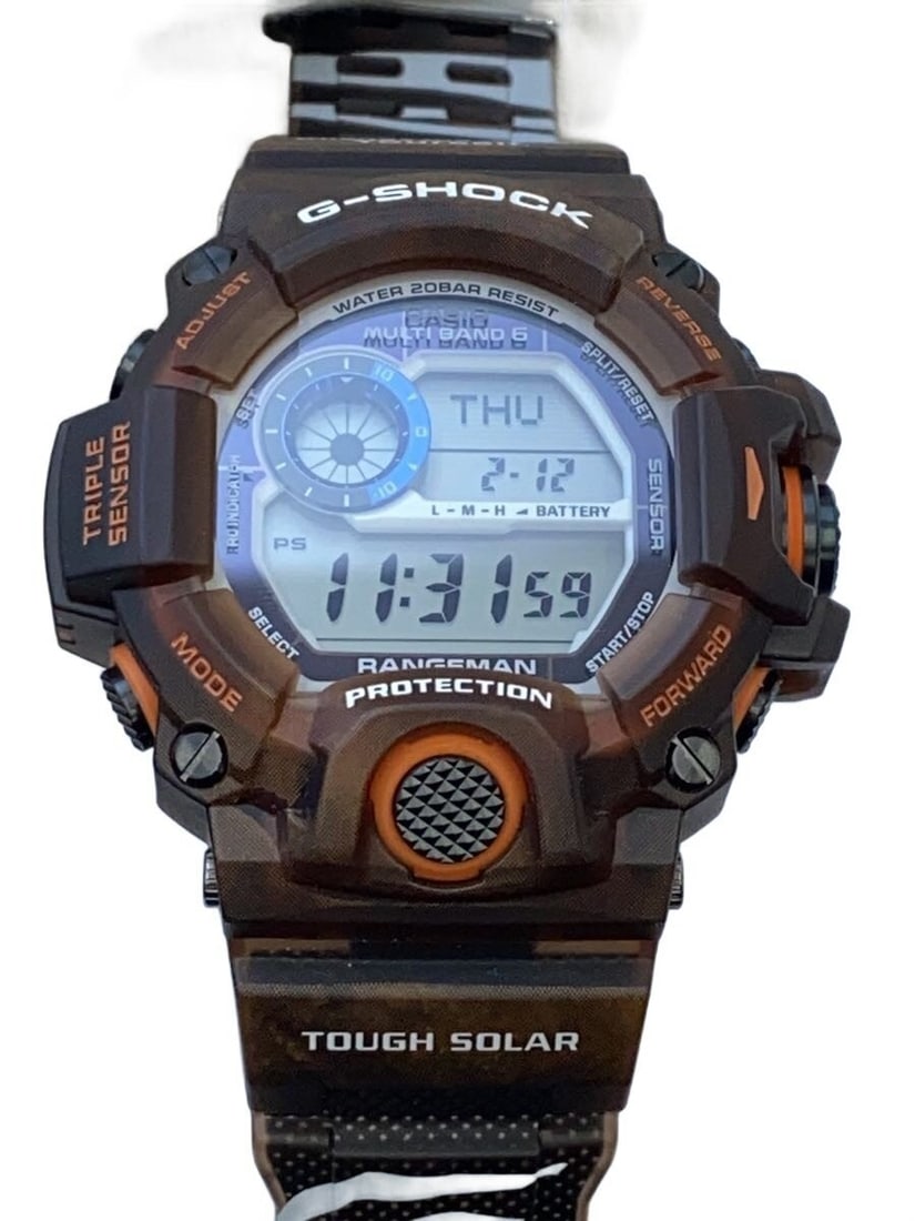 Casio G Shock GW-9405KJ-5JR Men's Wristwatch: Casio G Shock GW-9405KJ-5JR Men's Wristwatch This CASIO G-SHOCK GW-9405KJ-5JR men's wristwatch is a pre-owned timepiece made in Thailand. It features a durable case with slight signs of wear and minim