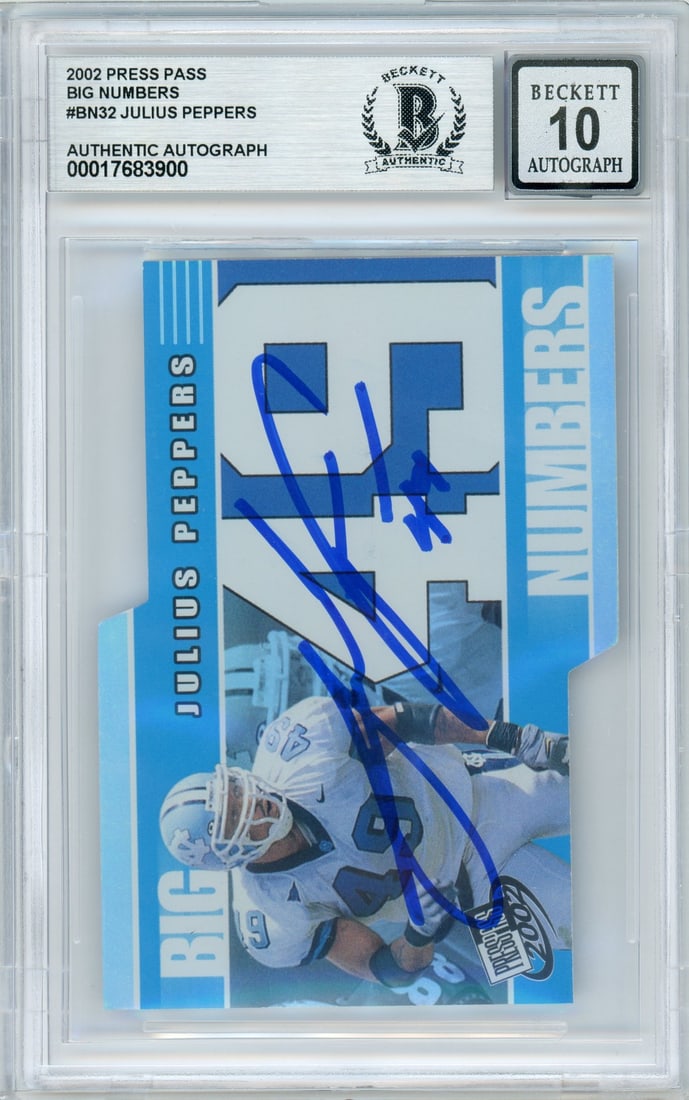 Julius Peppers Rookie Autograph 2002 Big Numbers #BN32 BGS 10 Panthers Card (1 of 2)