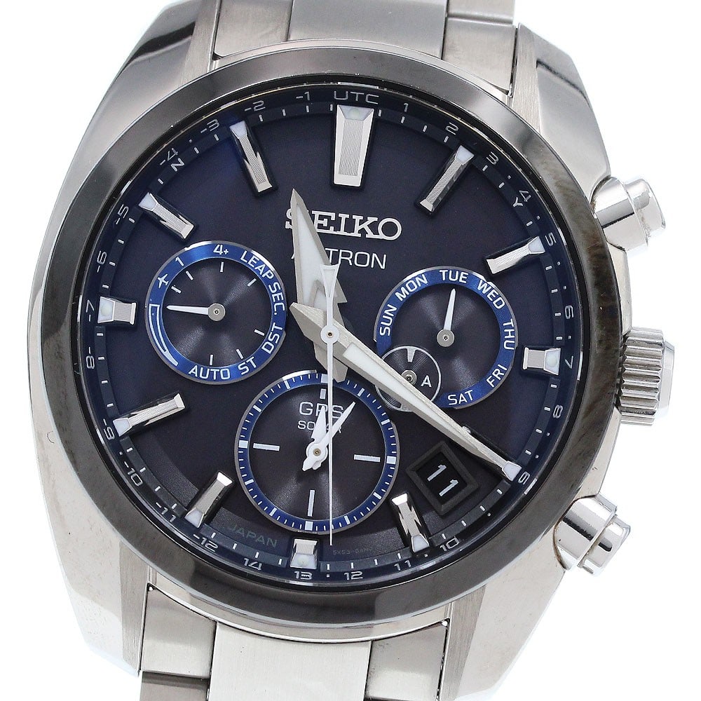 SEIKO Astron Solar Radio Controlled Men's Wristwatch SBXC053: SEIKO Astron Solar Radio Controlled Men's Wristwatch SBXC053 This SEIKO Astron SBXC053/5X53-0AJ0 men's wristwatch features a stainless steel case and band with a black dial. It is equipped with a sola
