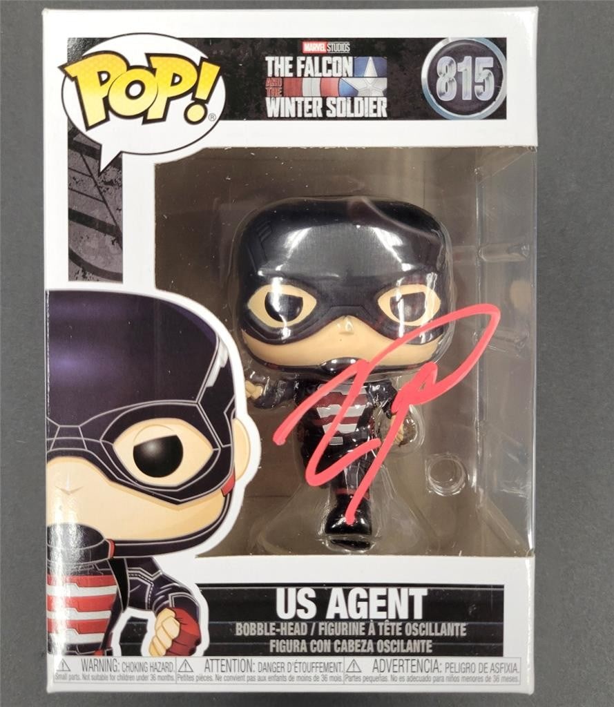 Wyatt Russell Signed US Agent Funko Pop Marvel BAS Authenticated: Wyatt Russell Signed US Agent Funko Pop Marvel BAS Authenticated This collectible Funko Pop! features Wyatt Russell's signature, showcasing his role as US Agent from the Marvel series "Falcon and the 