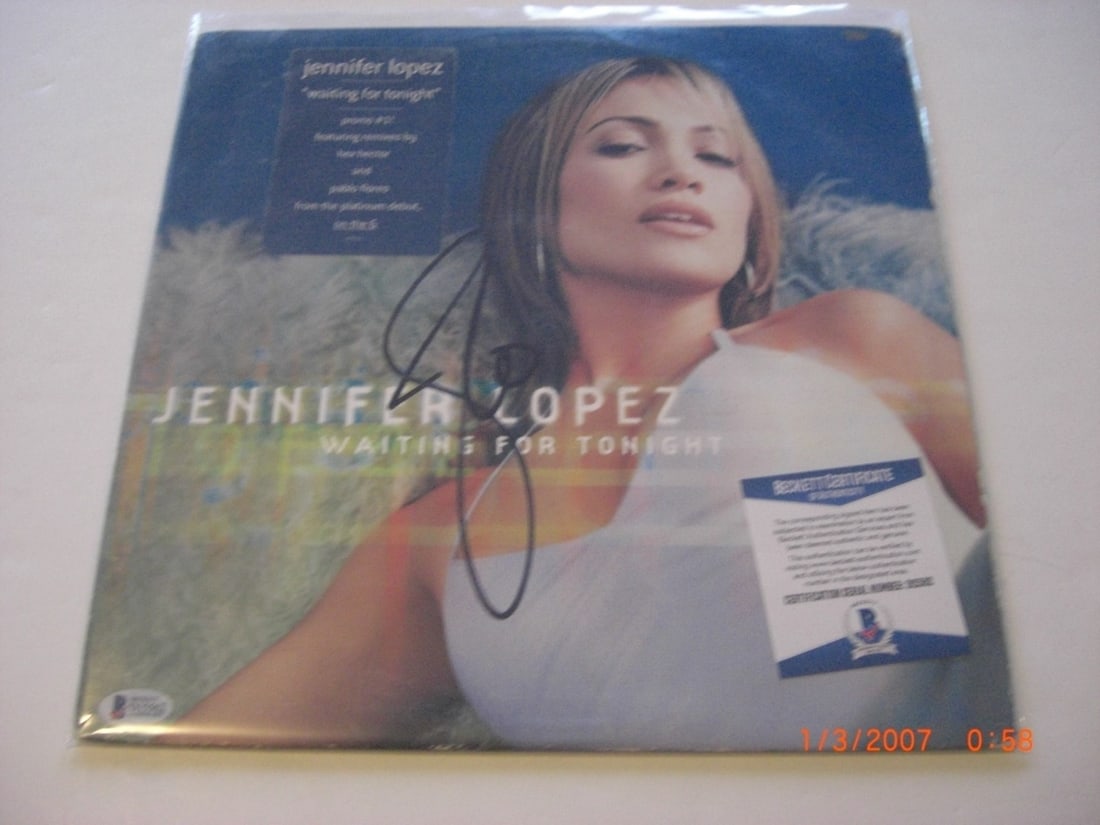 Jennifer Lopez Signed Waiting for Tonight LP Album Beckett COA: Jennifer Lopez Signed Waiting for Tonight LP Album Beckett COA This listing features an original LP record album signed by Jennifer Lopez, known for her hit song "Waiting for Tonight" and her work as 