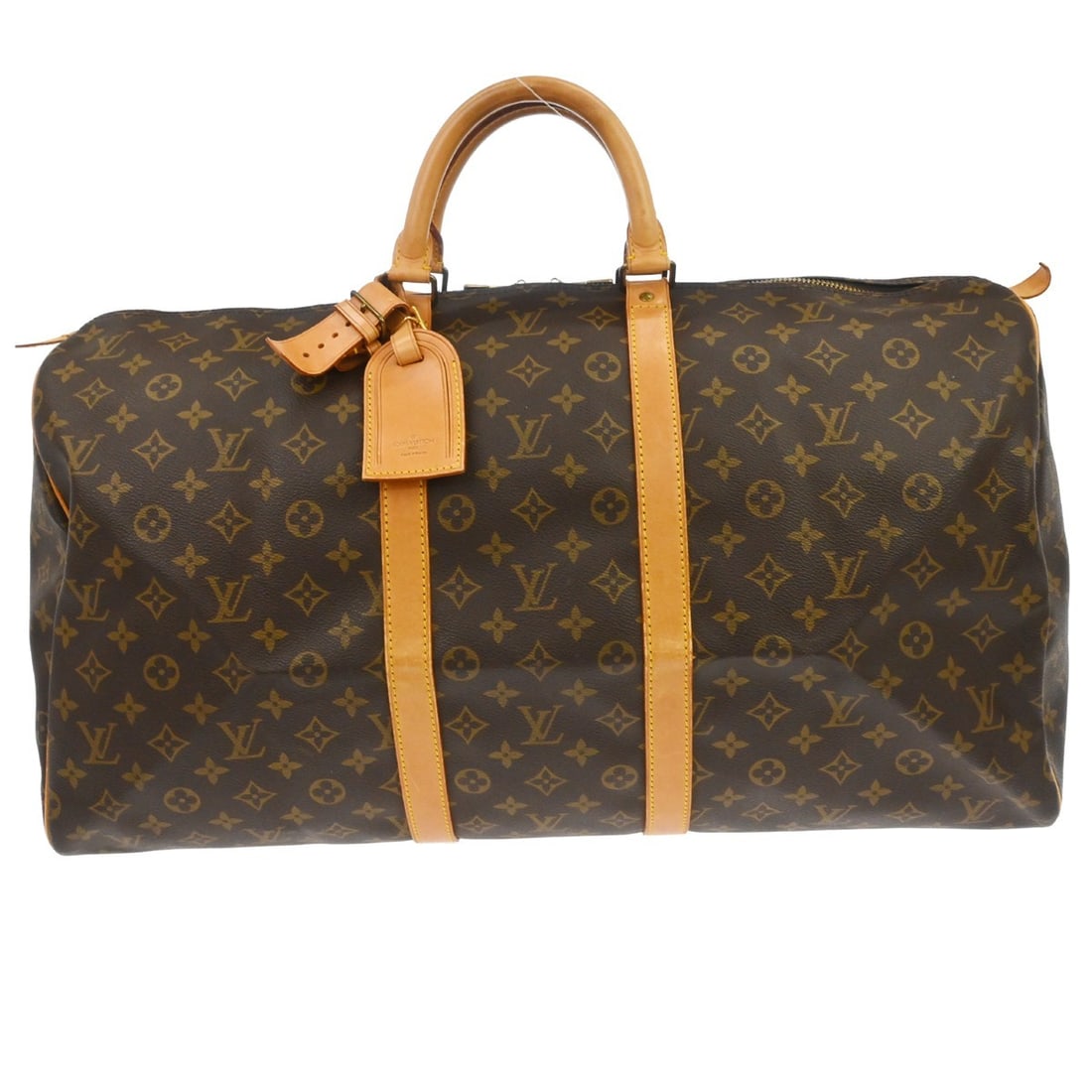 Louis Vuitton Keepall 55 Monogram Duffle Travel Bag M41424: Louis Vuitton Keepall 55 Monogram Duffle Travel Bag M41424 This Louis Vuitton Keepall 55 travel handbag features the classic monogram canvas with leather trim. Designed in an extra-large duffle style,