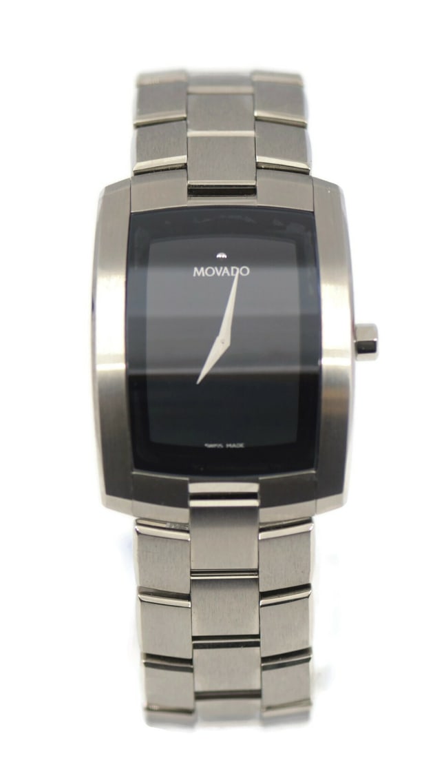 Movado Eliro Quartz Stainless Steel Watch 0605377 Black Dial Authentic (1 of 3)