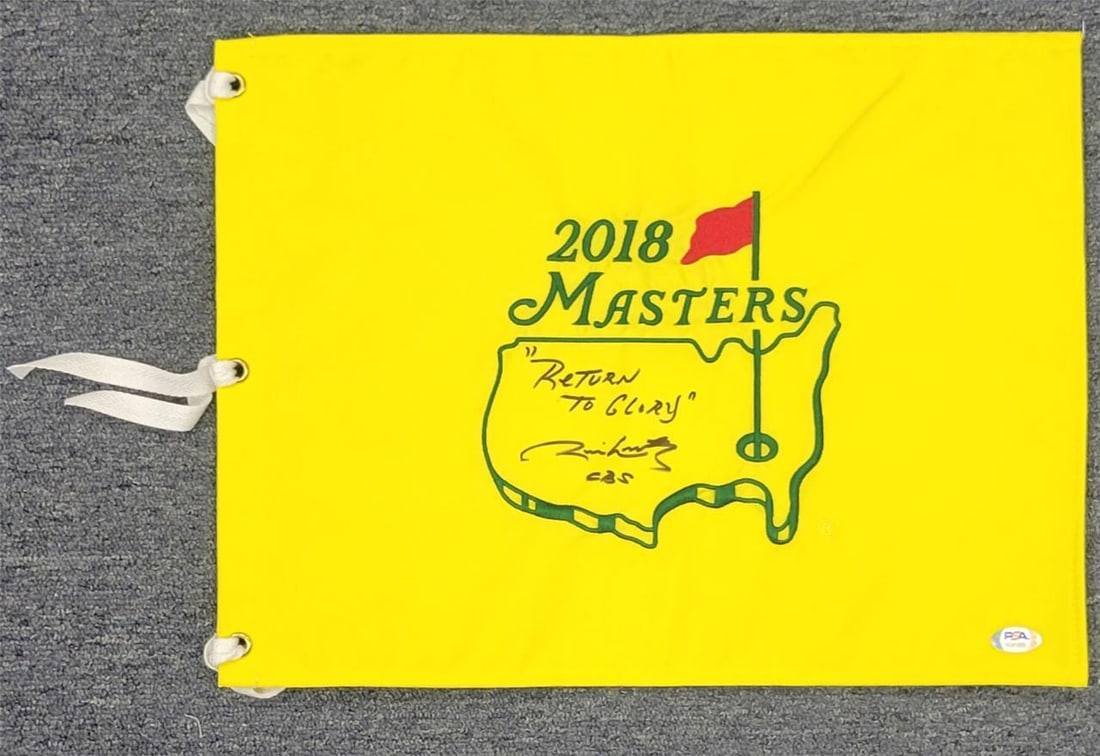 Jim Nantz Signed 2018 Masters Pin Flag PSA Authenticated: Jim Nantz Signed 2018 Masters Pin Flag PSA Authenticated This is an original 2018 Masters Pin Flag, autographed by renowned sports commentator Jim Nantz. The autograph is authenticated by Professional