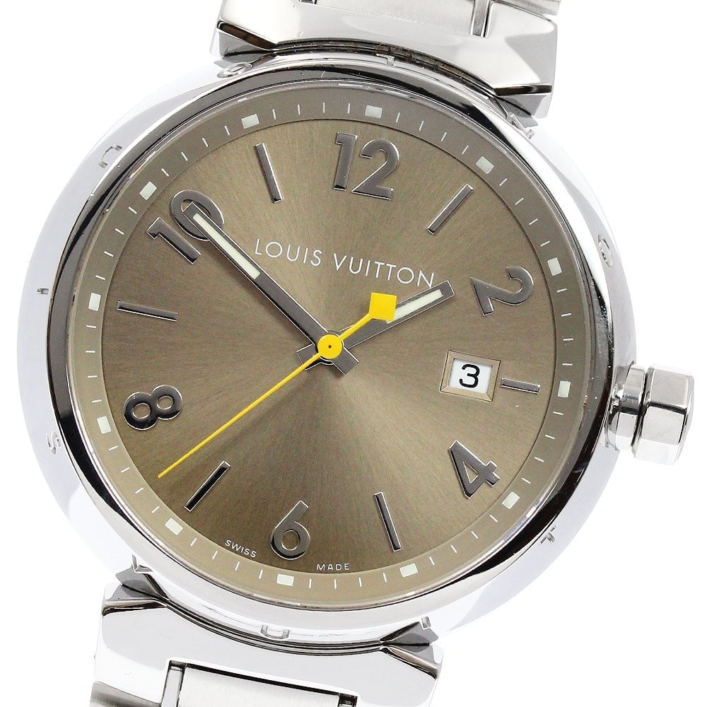 Louis Vuitton Tambour Quartz Date Men's Stainless Steel Watch Q1112 (1 of 6)