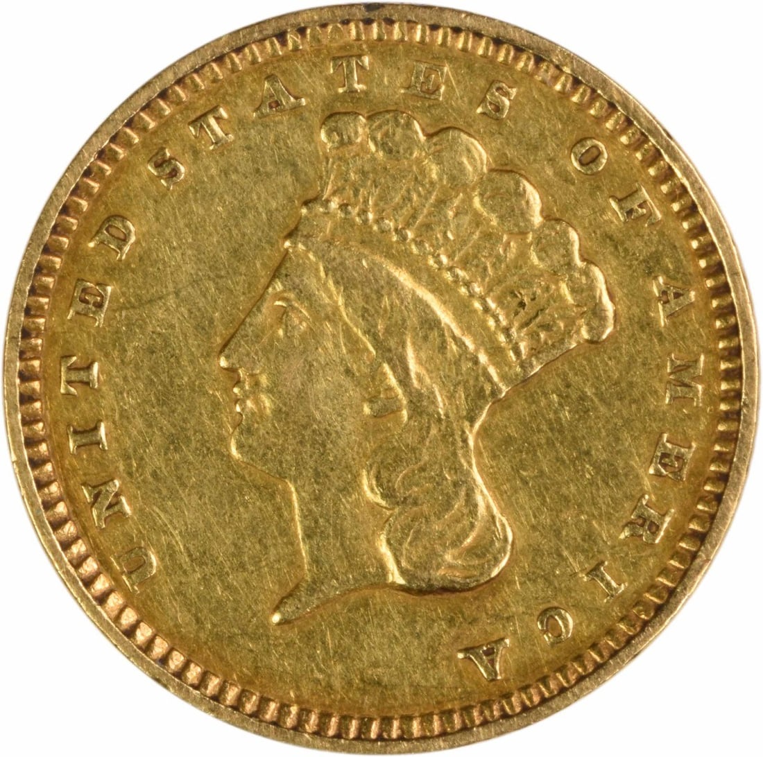 1874 United States $1 Type 3 Gold Coin EF Grade Uncertified: 1874 United States $1 Type 3 Gold Coin EF Grade Uncertified This 1874 $1 Gold Type 3 coin was minted in Philadelphia and features a composition of 90% gold and 10% copper. Designed by James Barton Lon