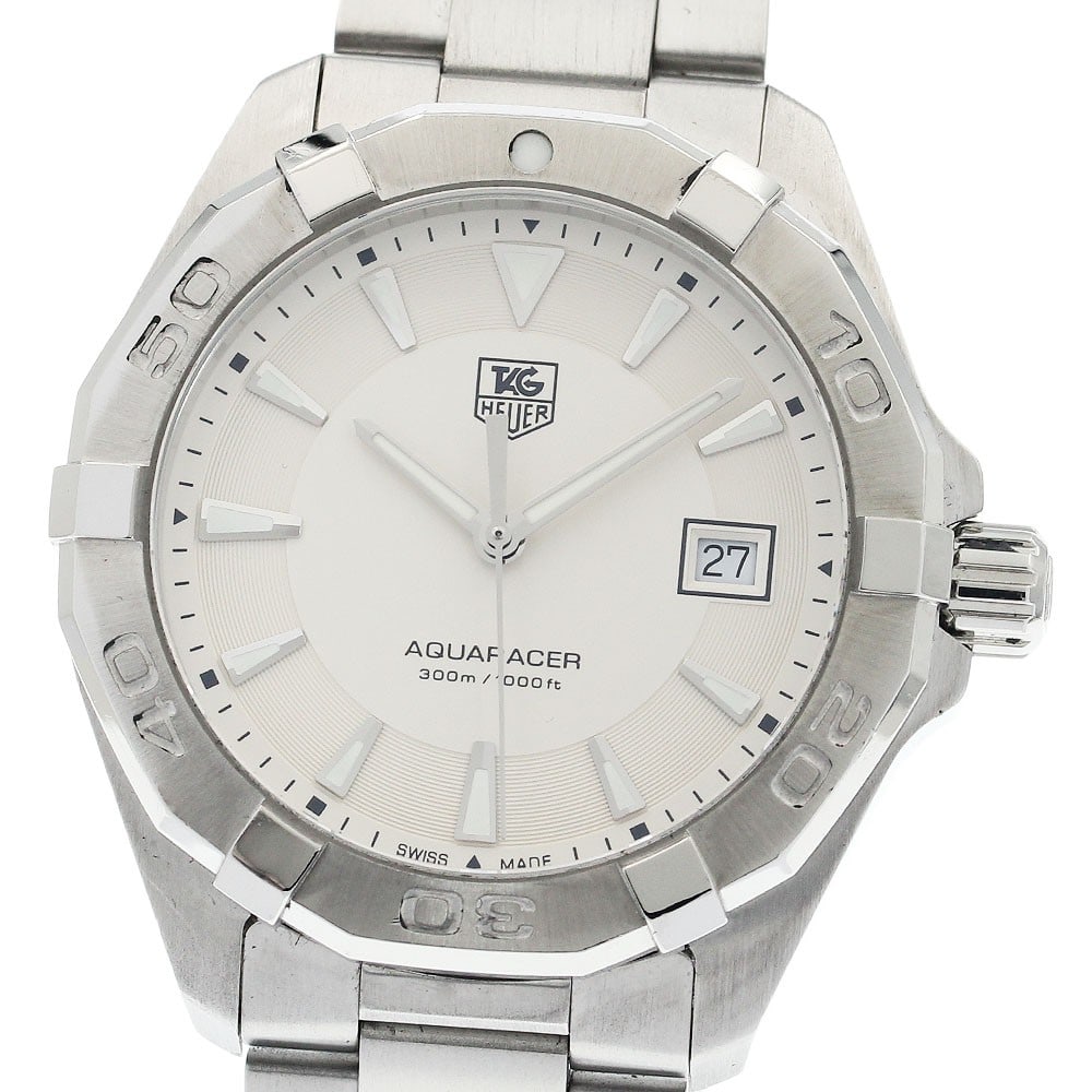 TAG Heuer Aquaracer WAY1111 Quartz Date Men's Stainless Steel Watch: TAG Heuer Aquaracer WAY1111 Quartz Date Men's Stainless Steel Watch This TAG Heuer Aquaracer WAY1111 is a men's quartz wristwatch featuring a stainless steel case and bracelet. The watch has a silver 
