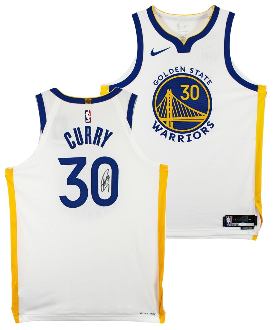 Stephen Curry Signed White Nike Warriors Jersey JSA Authenticated: Stephen Curry Signed White Nike Warriors Jersey JSA Authenticated Celebrate your support for the Golden State Warriors with this authentic Stephen Curry signed white Nike Association Edition jersey. T