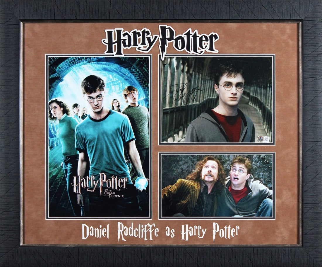 Framed 8x10 Photo Signed by Daniel Radcliffe Beckett Authenticated: Framed 8x10 Photo Signed by Daniel Radcliffe Beckett Authenticated This professionally framed 8x10 photograph features a hand-signed autograph by Daniel Radcliffe from Harry Potter & The Order Of The 
