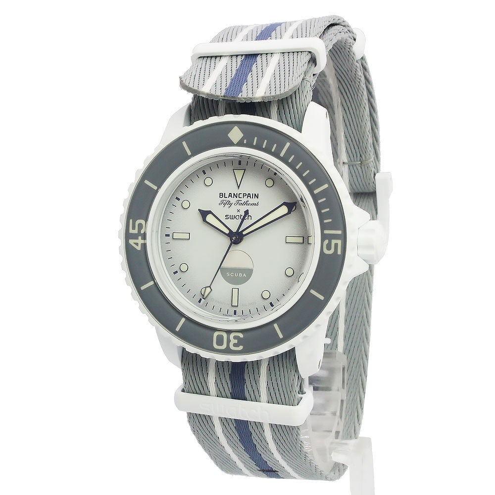 Swatch Blancpain Antarctic Ocean Bioceramic Automatic Wristwatch SO35S100 (1 of 9)