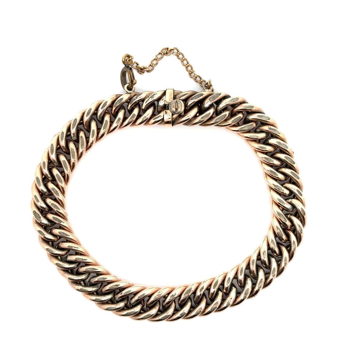 Antique 9mm gold filled curb link bracelet 6.5 in wrist fit: Antique 9mm gold filled curb link bracelet 6.5 in wrist fit This antique gold filled curb Cuban link chain bracelet features a 9mm wide solid yellow gold filled construction. Designed for unisex adult